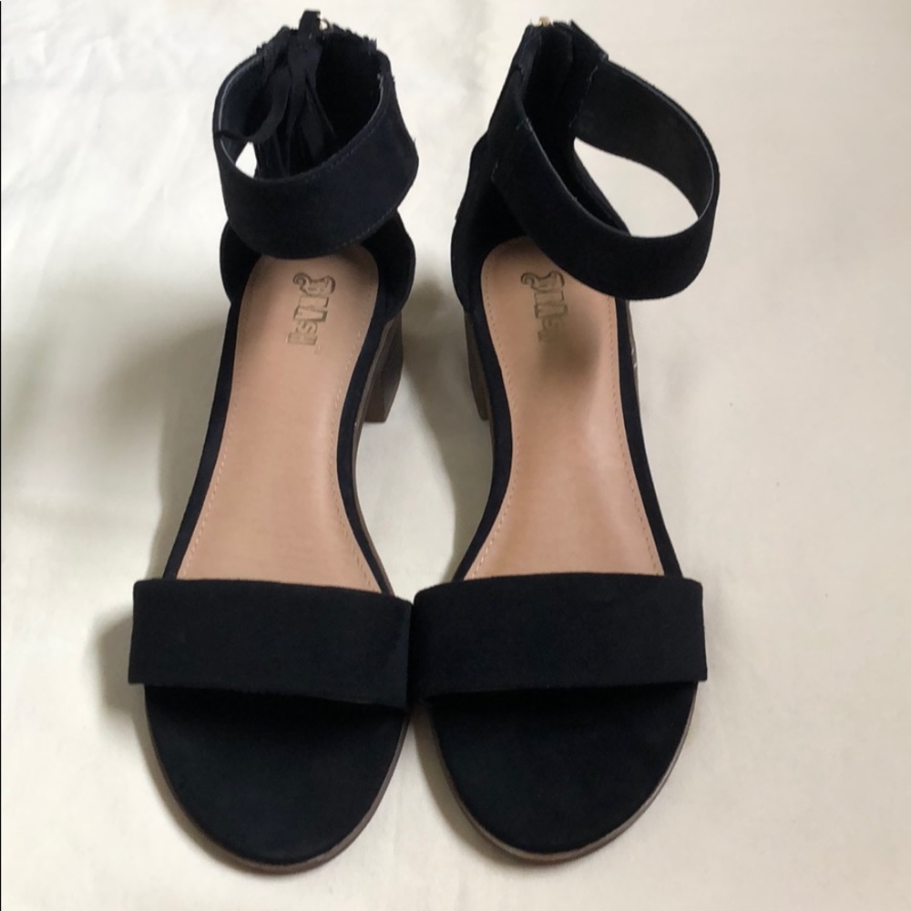 Suede Ankle Strap Heeled Sandals